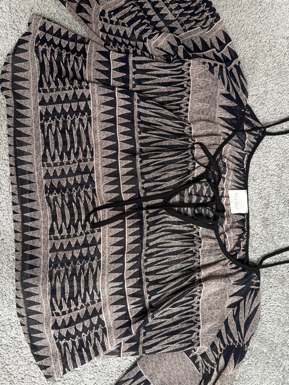 Black Bead Black and Beige Geometric Print Camisole